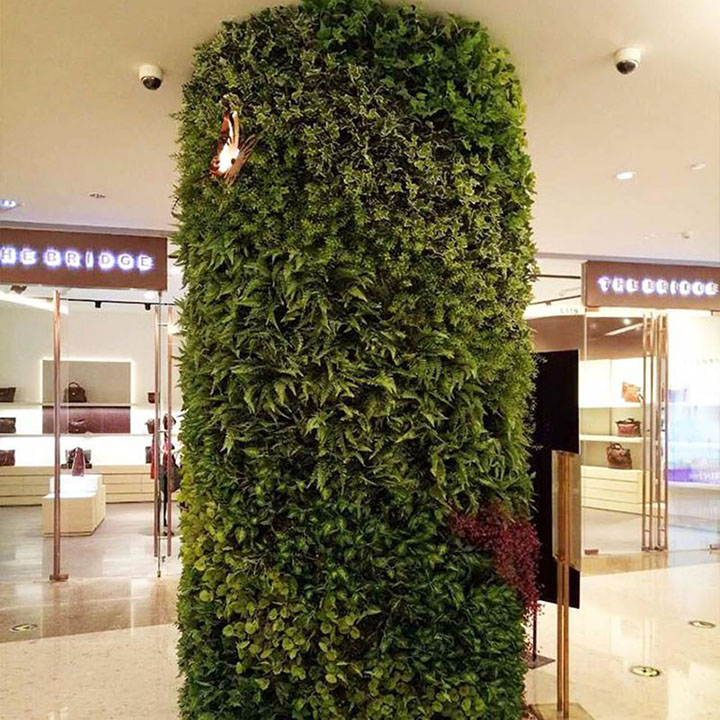 仿真植物裝飾的商場(chǎng)立柱
